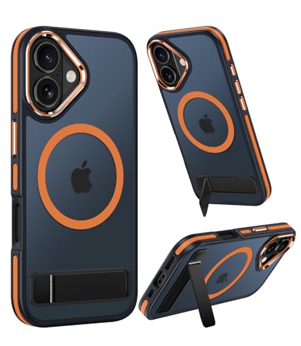 Magnetic for iPhone 17 Case with Stand Compatible with MagSafe Slim Translucent Matte Military-Grade Drop Protection Phone Case Cosmic Orange