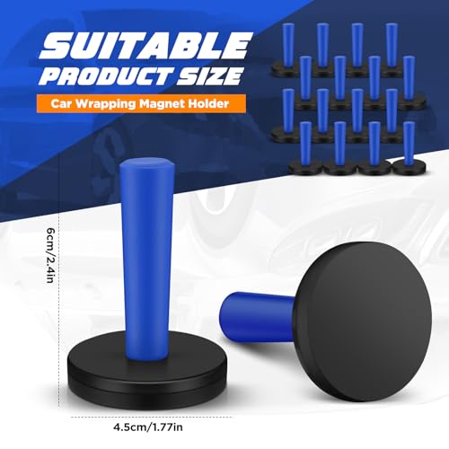 Image of 16 Pcs Blue Car Vinyl Wrap Magnets Holder Tool Kits for Car Wrapping and Crafts Sign Making Window Tint Tools Magnets