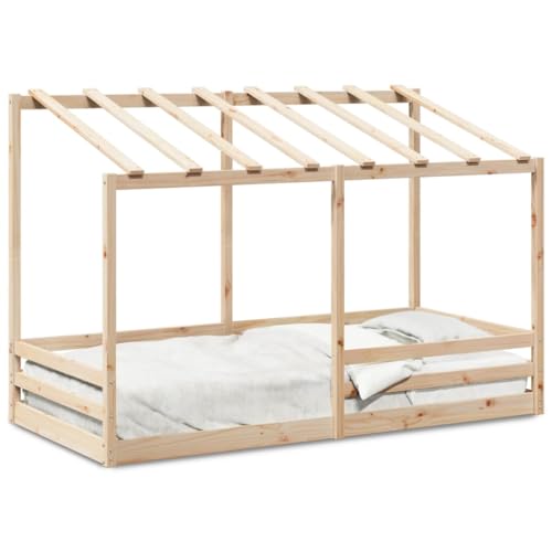 Genérico Wenjingqi Cama Infantil con Techo Madera Maciza Pino 90x200 cm, Marrón 847000