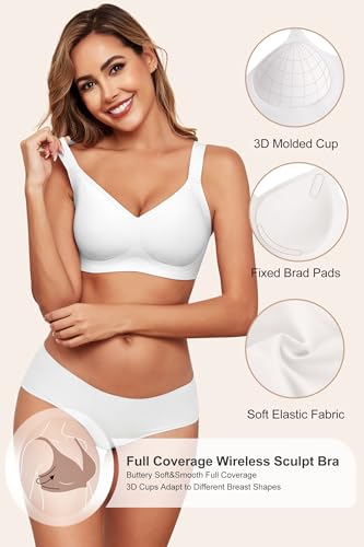 Image of HORISUN Wireless Bras for Women Soft Comfortable No Underwire T Shirt Bra Seamless Full Coverage Bras with Support