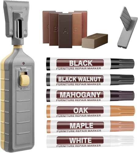 Floor Repair Kit with Heat Pen, 6 Colors Wood Markers for Vinyl, Laminate, Hardwood Scratches