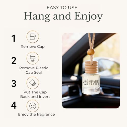 Image of Spring Car Air Freshener Hanging | Car Perfume, 0.27 fl oz (8 ml) | 30-Day Luxury Glass Diffuser | Bergamot, Florals & Amber Musk | Long-Lasting Spring Scent