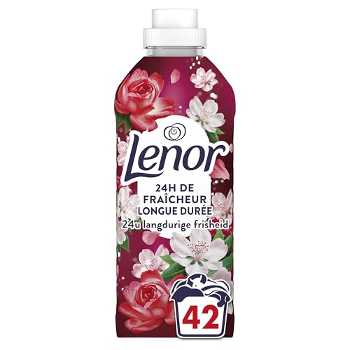 Lenor Adoucissant 42 Lavages, Parfum Jasmin et Rose de Mai, 24H De Fraîcheur Relaxante, Avec Une Touche D’Huiles Essentielles, Testé Dermatologiquement