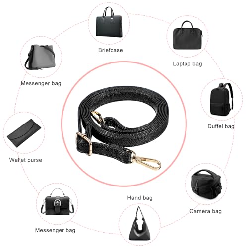 Image of Ymapinc Leather Crossbody Strap Replacement for Women Handbags - 33.46-59.06 Inch Adjustable Black Long Purse Strap Repair for Crossbody Bag Wallet - PU