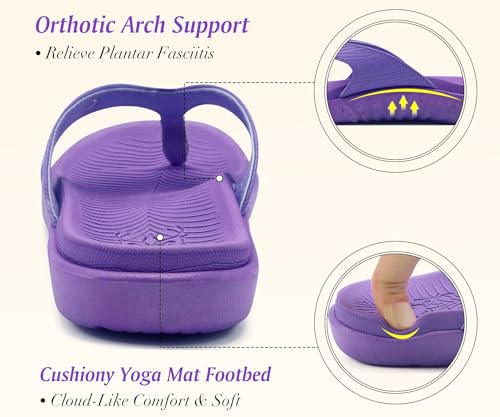 Image of KuaiLu Women's Orthotic Arch Support Flip Flops Yoga Mat Thong Sandals