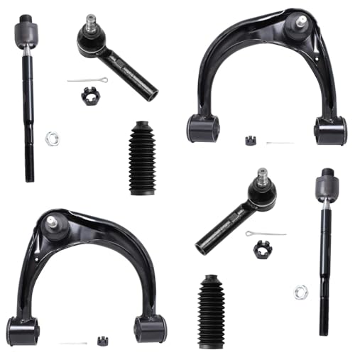 Image of Detroit Axle - 8pc Front End Kit for 03-09 Lexus GX470 Toyota 4Runner, 07-09 FJ Cruiser, 2 Upper Control Arms 4 Tie Rod Ends 2 Boots 2003 2004 2005 2006 2007 2008 2009 Replacement