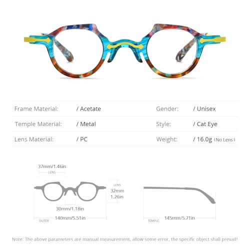 Image of HEPIDEM Acetate Glasses Frame Alloy Temple Men Small Retro Round Eyeglasses Women Optical Spectacles