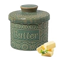 Zuzer Butterglocke Butterdose Keramik,350ml Französische Butterdose Butterfass,Wassergekühlt Buttertopf Butterbehälter mit Deckel für Frische und Streichfähige Butter