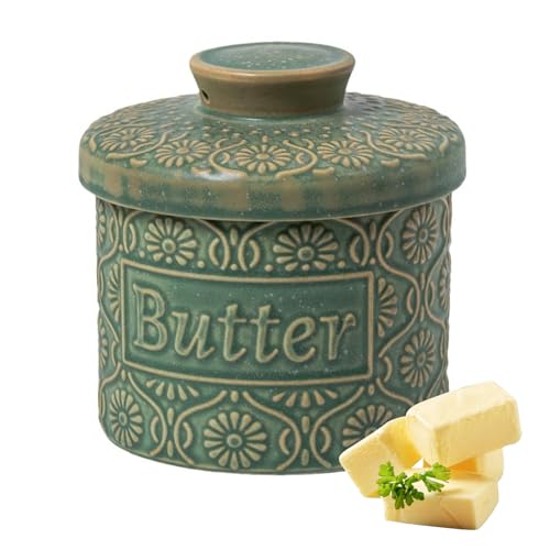 Portaburro In Ceramica Francese Contenitori per Burro,350ml Burriera in Porcellana Barattolo con Coperchio,Contenitore per Burro Fresco e Spalmabile