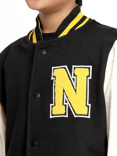 Image of Li'l Tomatoes Boys Winter Fleece Varsity Jacket | Warm Snap Button Baseball Style Sweatshirt | Casual Wear | 9-16 Years
