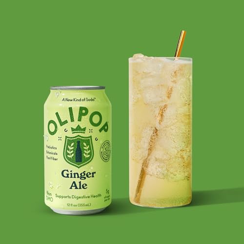 OLIPOP Prebiotic Soda Pop, Ginger Ale, Pantry Pack Packed with Prebiotics, Fiber, and Botanicals, Gluten Free, Vegan, GMO Free, 12oz (12-Cans) image 6