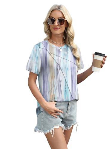 Image of XIEERDUO Womens Summer Tops 2026 Pleated Round Neck Short Sleeve Shirts Business Casual