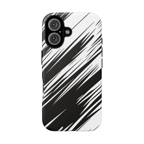 Coque rigide mate Speedlines pour iPhone 16 design noir et blanc