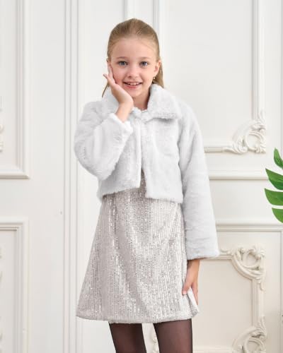 Image of BOLEROSE Girls Collared Faux Fur Bolero Jacket