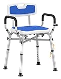 Shower Chair for Inside Shower with Back&Arms – Height Adjustable Bath Chair for Elderly and Disabled with Enhanced Non-Slip Feet, 550lbs Heavy Duty Bath Seat, Safety Shower Seat for Adults