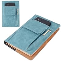 Copertina Per Libri A5 In Pelle PU Arancione - Impermeabile Con Tasche Per Penna E Telefono