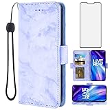  Asuwish Compatible avec LG V40 ThinQ - Protection d\'écran en verre trempé - Emplacement pour cartes - Béquille - Rabat en marbre - Pour LGV40 Storm V 40 Thin Q V40ThinQ LG40 40 V 40ThinQ - Violet