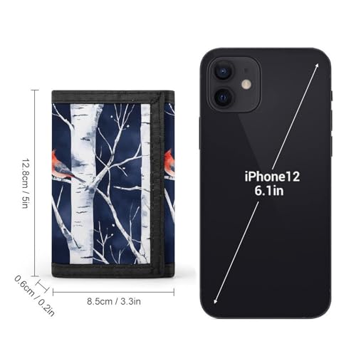 Birch Forests Cardinal Birds Trifold Wallet Slim Coin Purse Card Holder with Keychain for Men Women2