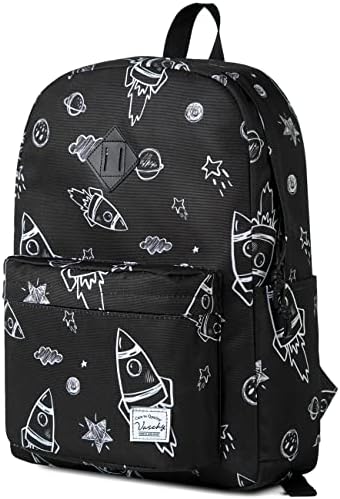 VASCHY Backpack for Men and Women Lightweight School Bag Casual Daypack 20 Liters Basic Water Resistant Foldable Rucksack for Travel, Sports, Hiking with Two Bottle Pockets, Black