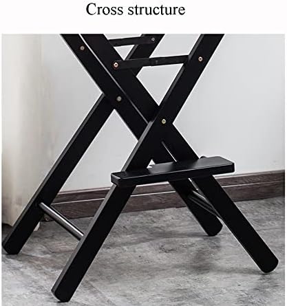 Portable Folding Director's Chair with Canvas Backrest - Adjustable Height Wooden Stool for Artists & Barbers - 24in/61cm Lightweight & Durable Seating