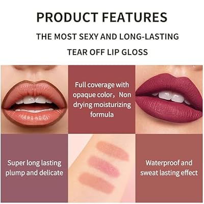 Lip Stain Peel Off, 3 Pcs Peel Off Lip Liner Stain Set Lip Tint Stain Peel Off Lip Stains for Women Peel Off, Waterproof Long-Lasting Lip Stain Peel off Tint Tattoo, Transfer-proof No Smudging