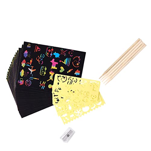 HANABASS 1Set Creative Kit Scratch Cards with Scratch Tools Hand Painted Art for Crafts and Activities for Ages