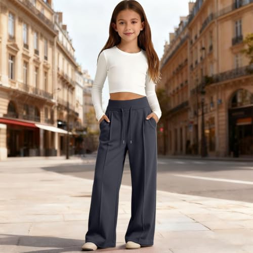 Sweatpants for Tenn Girls Wide Leg Baggy Drawstring Cotton Sweat Pants Girls Comfy Soft Back to School Clothes Teen Apparel — view 2