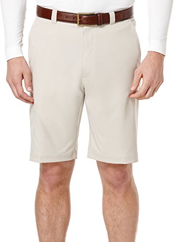 PGA TOUR Men's Flat Front Solid Tech Cargo Short, Silver Lining, 36