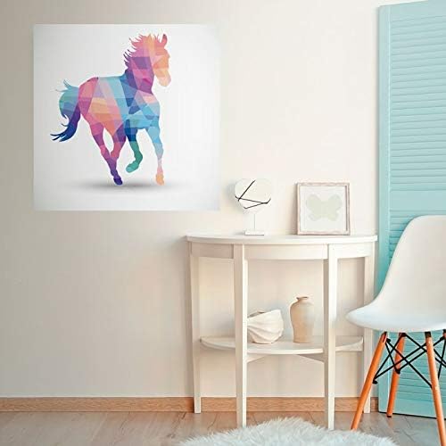 Walls By Me - Peel and Stick Poster Print White and Blue Horse Wall Art 3615-12in x 12in (31x31cm) -, Repositionable and Removable - Unframed
