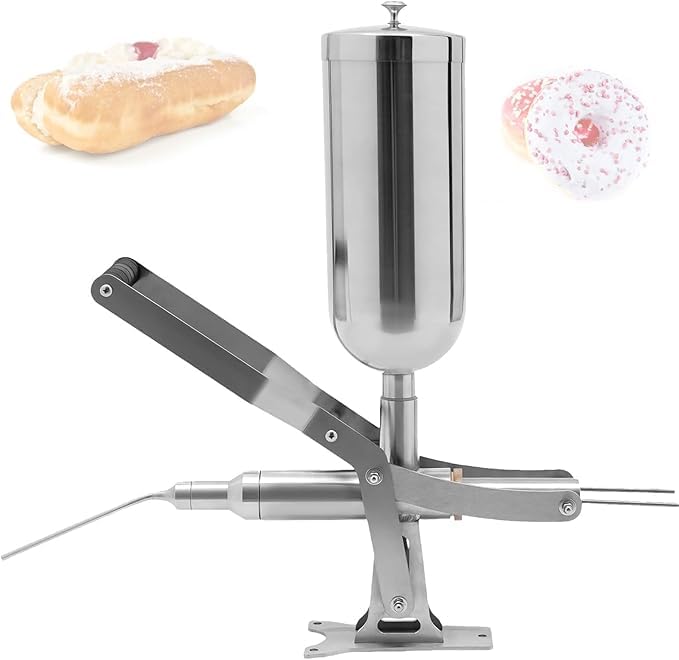 Esta máquina Manual para Rellenar donas, Kit para Hacer Churros de Acero Inoxidable con Tubos de llenado Cortos para panaderías, Food Trucks y Fiestas.