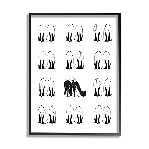 Image of 'Bold Bow Heels Standout Glam Fashion Shoes'| Framed Giclee Art | Stupell Industries | Black, 11 x 14 Inches, Easy to Hang and Sturdy, Made in USA, by Martina Pavlova
