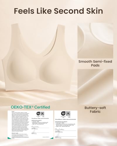 Image of Ubras Seamless Bras for Women Light Support Wireless Bralette Comfortable Soft Smooth Pull On T-Shirt Bras