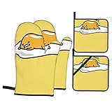 Komplettes 4-teiliges Küchen-Kochset: Dieses Topflappen und Ofenhandschuh Set besteht aus 2 wärmeisolierenden Handschuhen und 2 Topfdeckelpads (1 mit Tasche und 1 ohne Tasche)