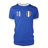 net-shirts Frankreich - France Trikot Style 2 T-Shirt Fussball Nationalmannschaft WM EM, Größe S - Rückennummer 1, blau