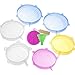 DARUNAXY Silicone Stretch Lids, 6 pcs Assorted Color Same Sizes and Shape of Containers,Reusable, Durable and Expandable Food Covers, Keeping Food Fresh, Dishwasher and Freeze (Diameter 3.74")