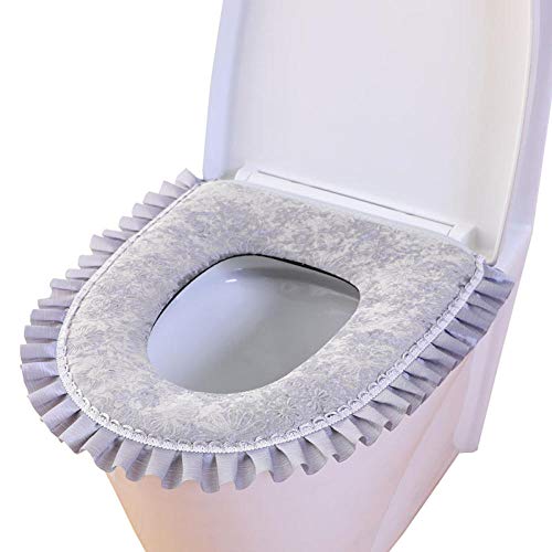 Badezimmer Weich Warme Waschbar Toilleten Sitz Abdeckungskissen Verdicktes Schwamm-Toilettensitzkissen mit Spitze, maschinenwaschbar und einfach zu installierendes Toilettenkissen-C2