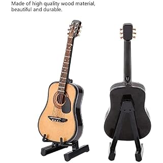Mini guitare miniature en bois avec support de guitare et étui pour la maison, le bureau (10 cm) – Image 2