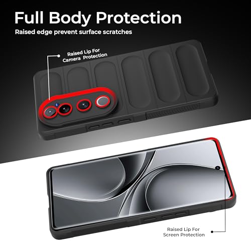 Image of A rtistque Back Cover Case for Vivo V40 / V40 Pro / T3 Ultra 5G | with Inner Fabric | Stylish AirBag Case | Liquid Stripe Silicone | Camera Protection | Anti Slip Grip | Back Cover - Black
