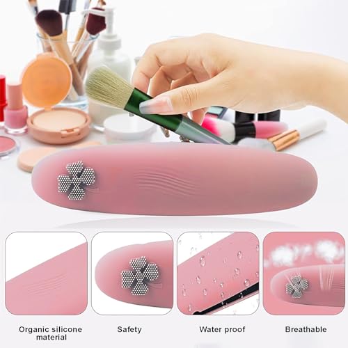 RoseFlower Travel Silicone Makeup Brush Holder, Soft Silicone Makeup Organize Portable Make up Bag Anti-Fall Out Cosmetic Pouch, Makeup Sponge Holder, Large Capacity - Image 3