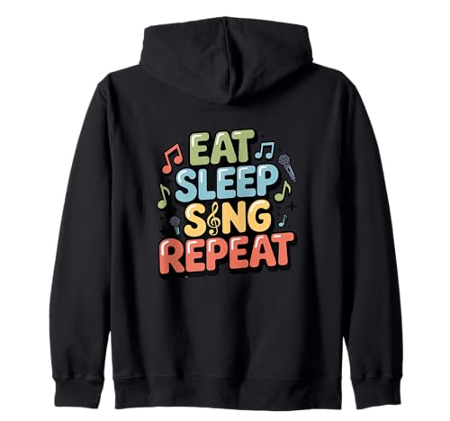 Photo de Eat Sleep Sing Repeat Chanteur Musicien Performance Sweat à Capuche