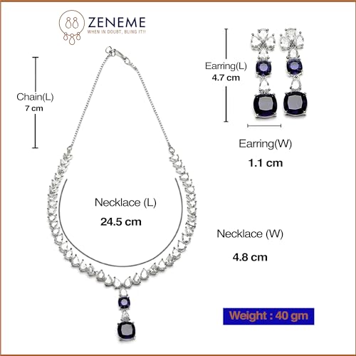 Rhodium-Plated American Diamonds Necklace set