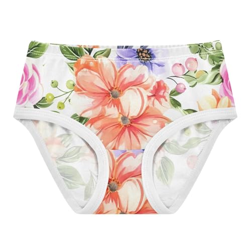 Artistic Girls Underwear Toddlers 2t Cotton Cute Panties Girl Colorful Floral Flowers White Briefs Girls Undies