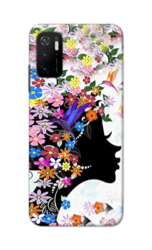 Image of Printed Hard Back Cover Case for Mi Poco M3 Pro 5G Back Cover (Floral Hairstyle Girl) -1803