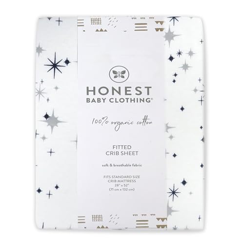 Image of HonestBaby Unisex-Baby Classics Fitted Crib Sheets Set Standard Mattress, 100% Organic Cotton Baby Boys, Girls, Neutral, 1 Pack - Sketchy Floral Pink, One Size