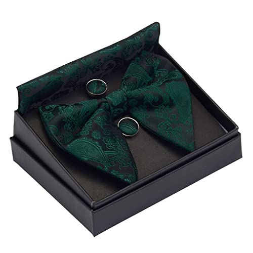 Set de corbata de moño para hombre con pañuelo y gemelos