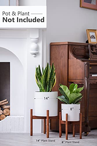 Mkono Plant Stand Mid Century Wood Flower Pot Holder (Plant Pot Not Included) Modern Potted Stand Indoor Display Rack Rustic Decor, Up To 8 Inch Planter, Brown #TOP1