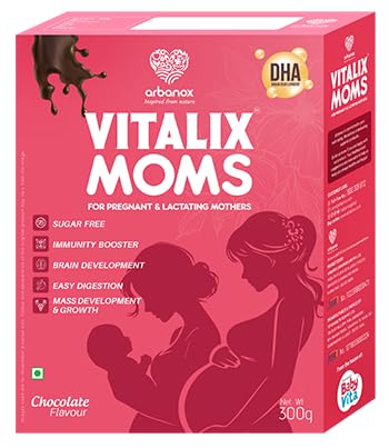 Vitalix Moms | Supplement Powder for Pregnancy & Breastfeeding | 37 Essential Nutrients | Immunity Booster for Moms & Babies | Sugar-free | With DHA, Calcium & Prebiotics | 300g pack