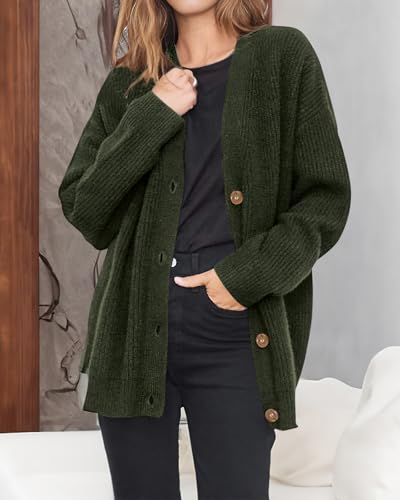 Image of ebossy Women's Open Front Knit Cardigan Casual Long Sleeve Oversized Button Lightweight Sweater Outwear