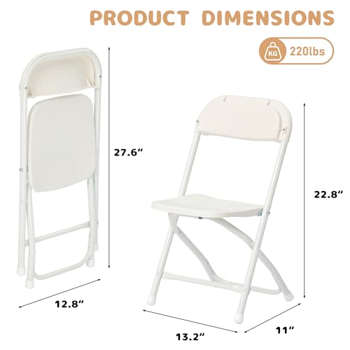 LING RONG 4 Pack Kids White Plastic Folding Chair with Metal Frame for Toddler&Children, Lightweight and Stackable Foldable Seats for Indoor, Outdoor, Classrooms, Desks, Parties, Events