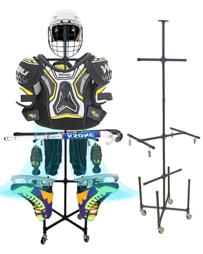 IMCCSPTP Hockey Drying Rack The Four Wheels Attached to It Hockey Gear Drying Rack Hockey Stand Suitable for Various Sports Such As Ice Hockey Field Hockey Skiing and Rugby Etc (Black)
